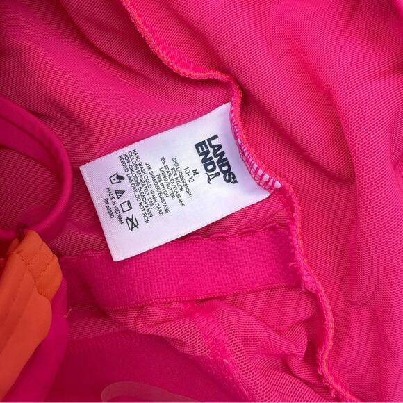 Lands' End Coverage Tummy Control One Shoulder One Piece Swimsuit Pink Orange M - Picture 7 of 9